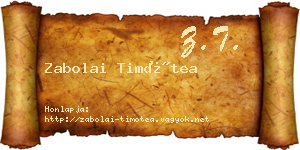 Zabolai Timótea névjegykártya